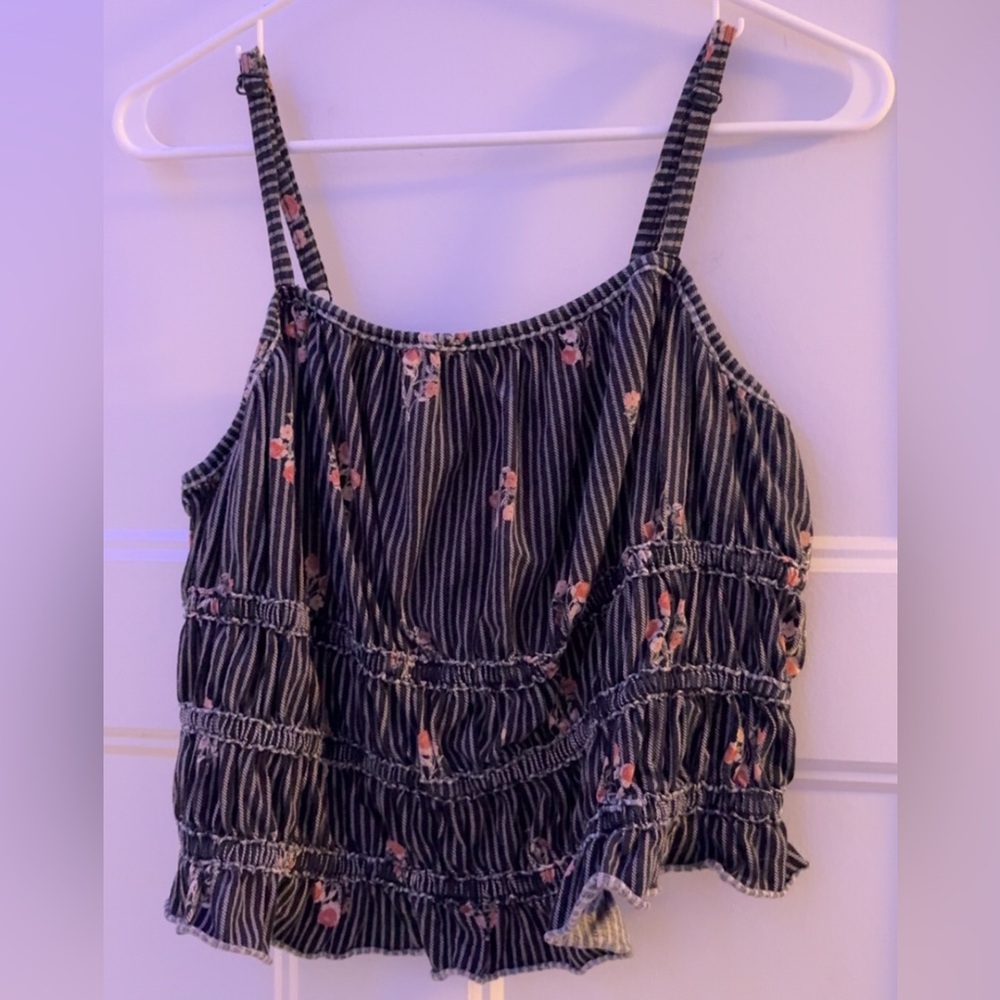 Striped Floral Crop Top